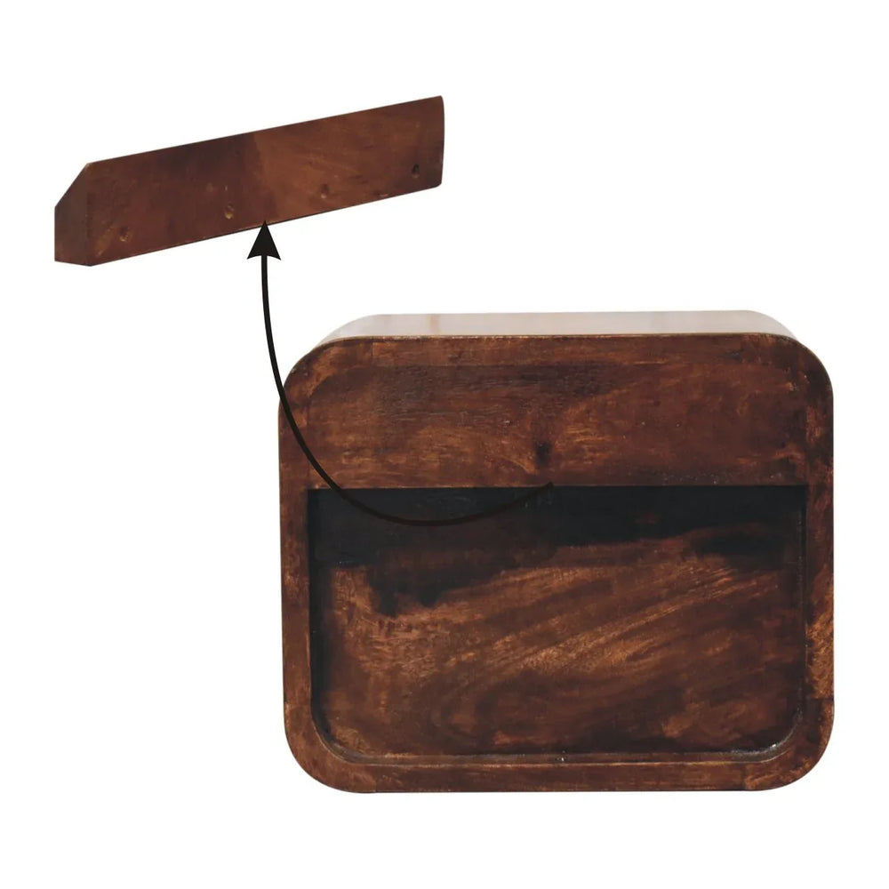 Mini Curved California Walnut Wall Mounted Bedside - Artisan Furniture - Flyclothing LLC