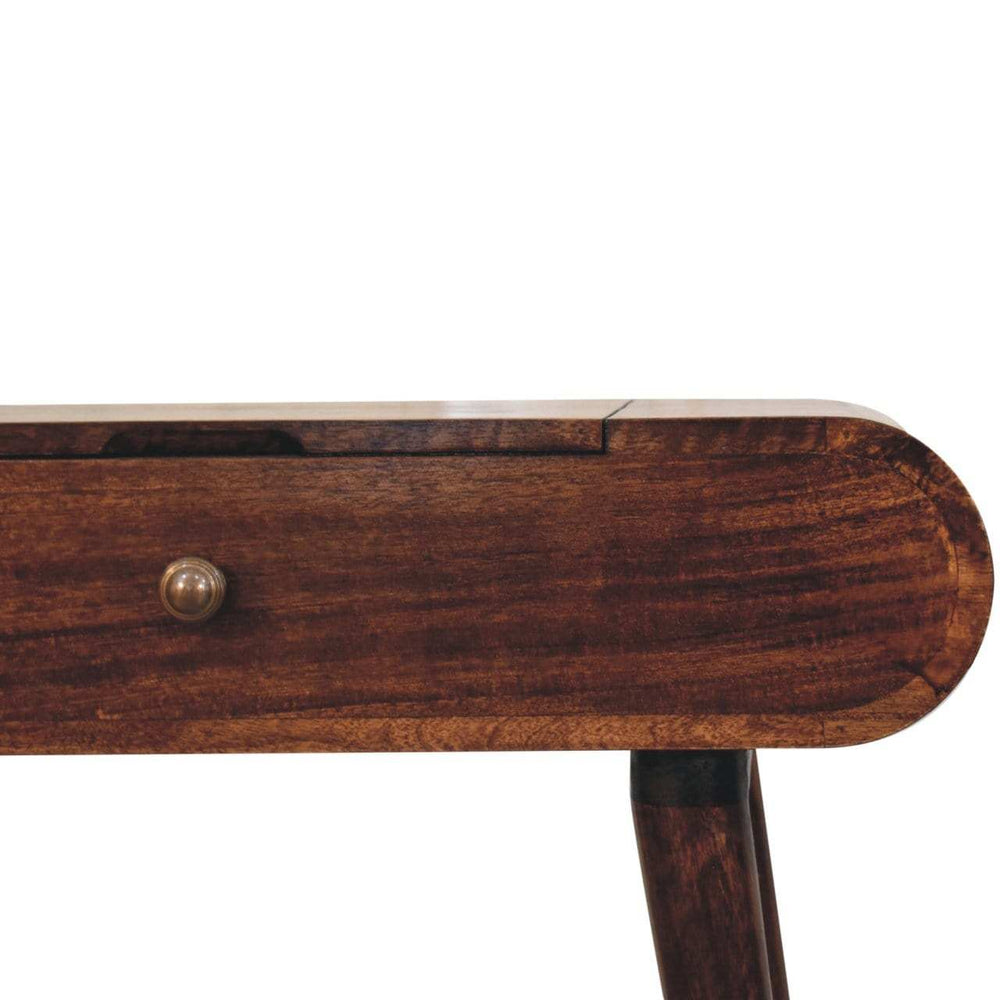 Artisan Furniture Mini California Walnut Dressing Table with Foldable Mirror - Artisan Furniture - Flyclothing LLC