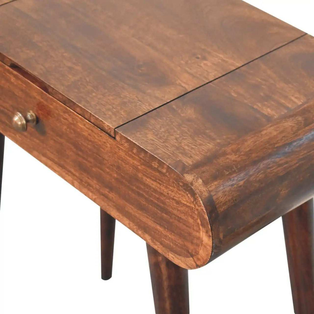 Artisan Furniture Mini California Walnut Dressing Table with Foldable Mirror - Artisan Furniture - Flyclothing LLC