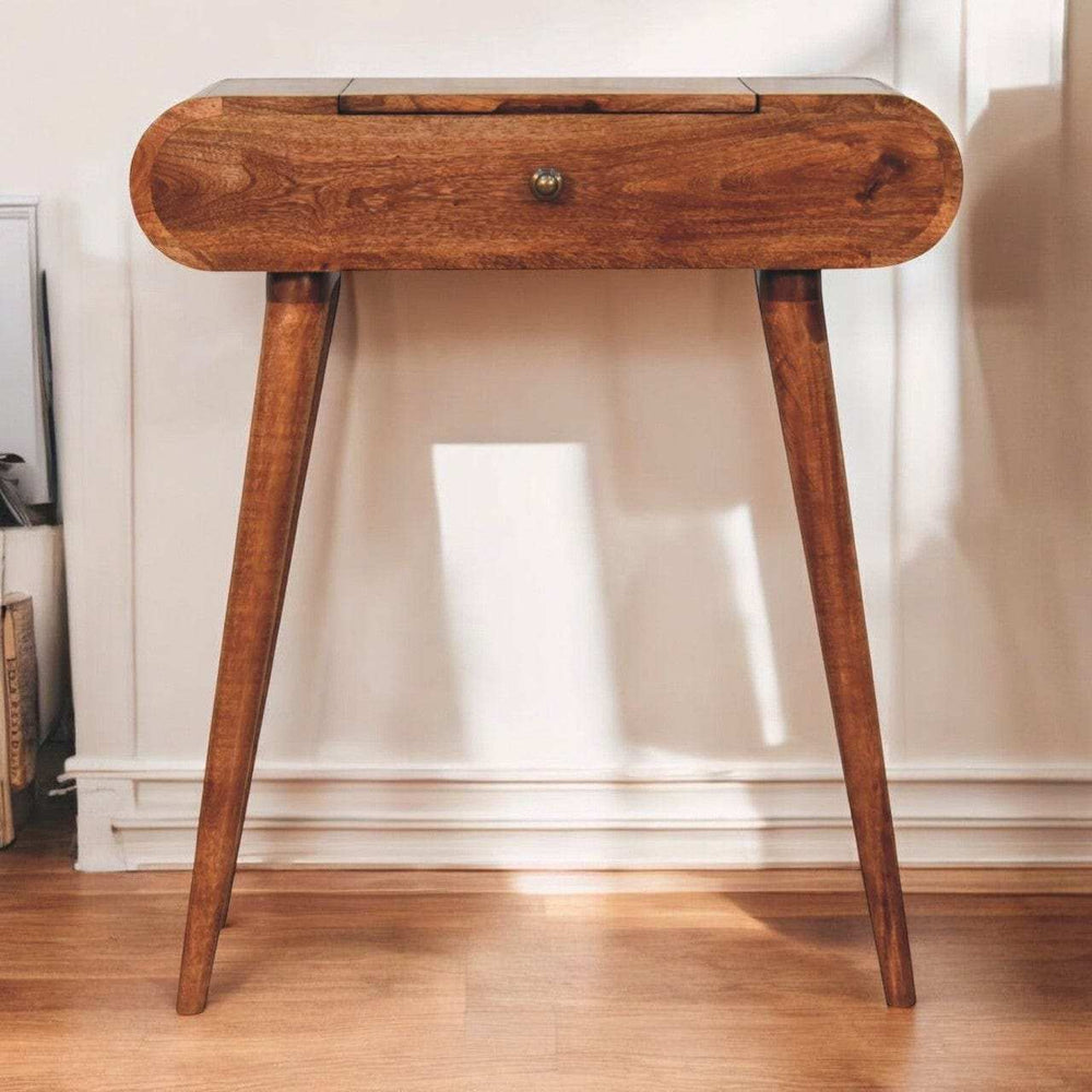 Artisan Furniture Mini Honey Caramel Dressing Table with Foldable Mirror - Artisan Furniture - Flyclothing LLC