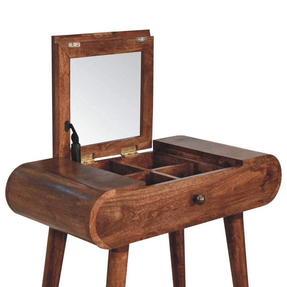 Artisan Furniture Mini Honey Caramel Dressing Table with Foldable Mirror - Artisan Furniture - Flyclothing LLC