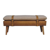 Artisan Boucl Buffalo Hide Tan Leather Bench - Artisan Furniture - Flyclothing LLC