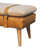 Artisan Boucl Buffalo Hide Tan Leather Bench - Artisan Furniture - Flyclothing LLC