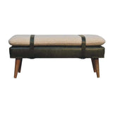 Artisan Boucl Buffalo Hide Olive Green Leather Bench - Artisan Furniture - Flyclothing LLC
