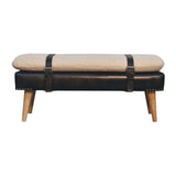 Artisan Boucl Buffalo Hide Black Leather Bench - Artisan Furniture - Flyclothing LLC