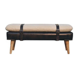 Artisan Boucl Buffalo Hide Black Leather Bench - Artisan Furniture - Flyclothing LLC