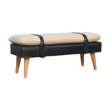 Artisan Boucl Buffalo Hide Black Leather Bench - Artisan Furniture - Flyclothing LLC