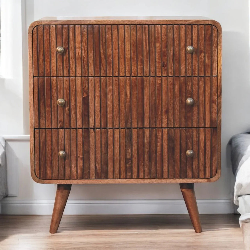Honey Caramel T-bar Ridged Chest - Artisan Furniture - Flyclothing LLC