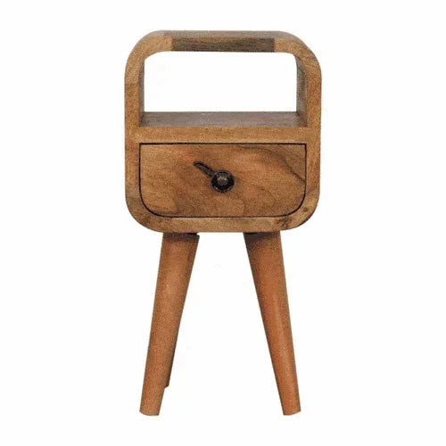 Extra Mini Oakish Curve Open Slot Bedside - Artisan Furniture - Flyclothing LLC