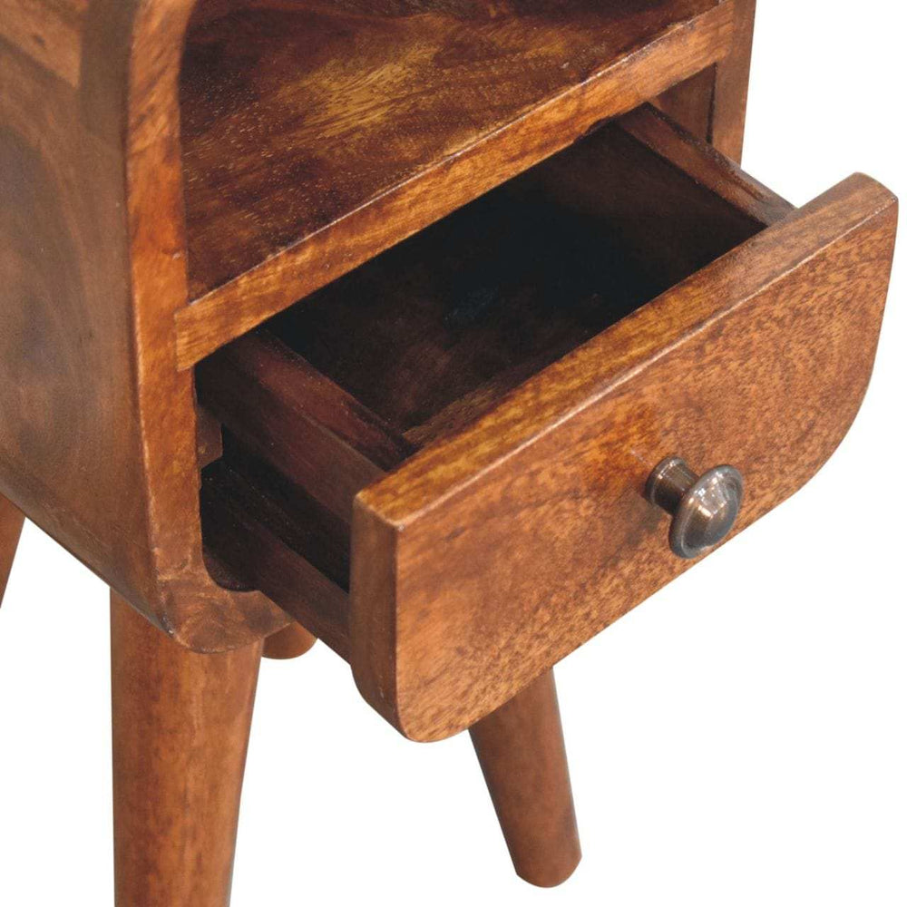 Extra Mini Chestnut Curve Open Slot Bedside - Artisan Furniture - Flyclothing LLC