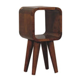 Extra Mini Minimalist Open Curved Chestnut Bedside - Artisan Furniture - Flyclothing LLC