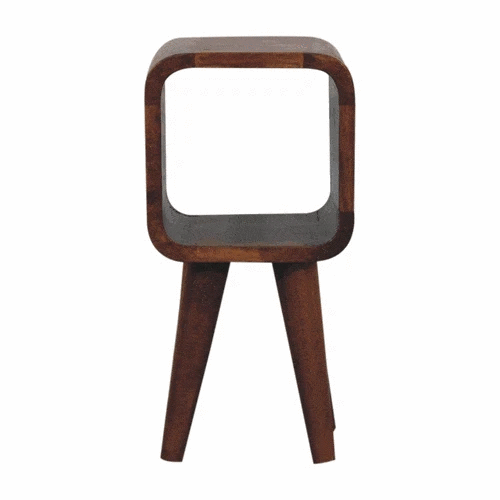 Extra Mini Minimalist Open Curved Chestnut Bedside - Artisan Furniture - Flyclothing LLC
