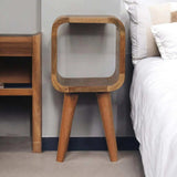 Extra Mini Minimalist Open Curved Oak-ish Bedside - Artisan Furniture - Flyclothing LLC