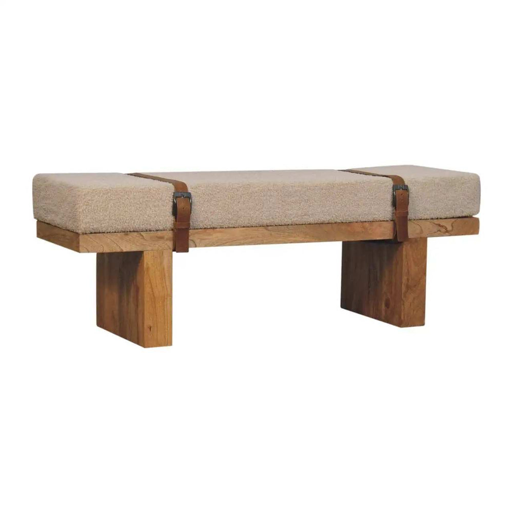 Belmont Cream Boucle Bench - Artisan Furniture - Flyclothing LLC