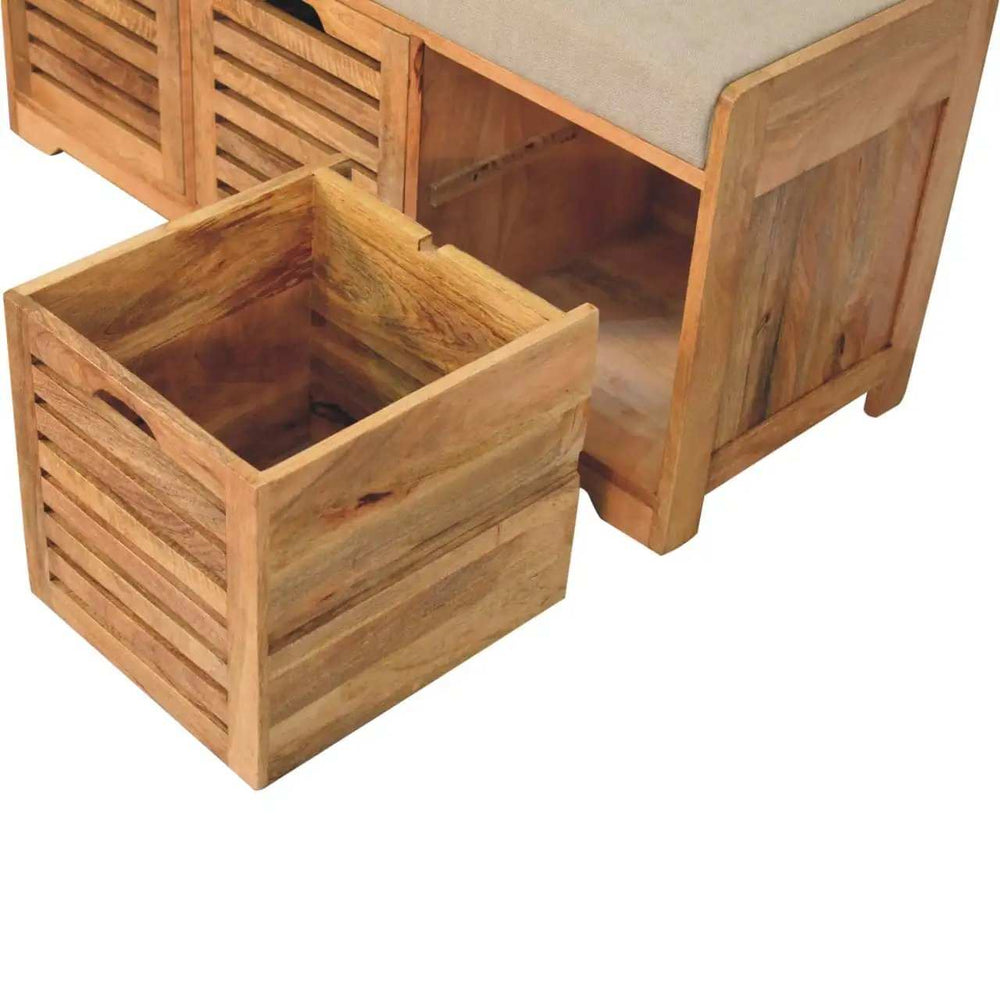 Shutter Oak-ish Shoe Bench - Artisan Furniture - Flyclothing LLC