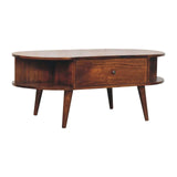 Chestnut Oval Coffee Table with 1 Drawer - Artisan Furniture - Flyclothing LLC
