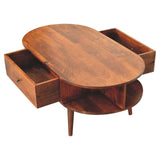 Chestnut Oval Coffee Table with 1 Drawer - Artisan Furniture - Flyclothing LLC