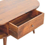 Chestnut Oval Coffee Table with 1 Drawer - Artisan Furniture - Flyclothing LLC