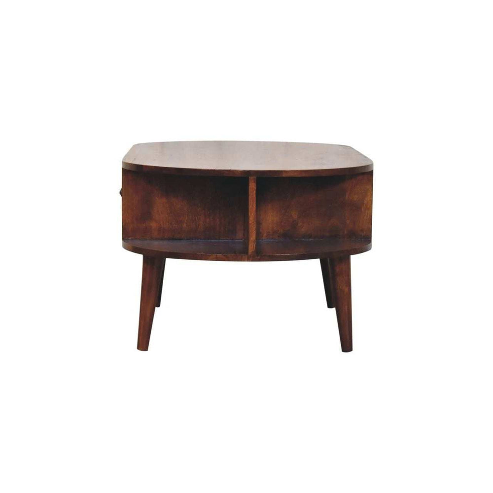 Chestnut Oval Coffee Table with 1 Drawer - Artisan Furniture - Flyclothing LLC