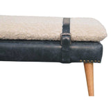 Boucle x Black Leather Bench - Artisan Furniture - Flyclothing LLC