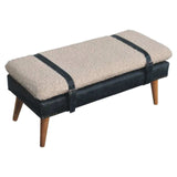 Boucle x Black Leather Bench - Artisan Furniture - Flyclothing LLC