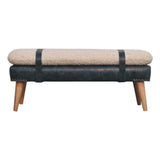 Boucle x Black Leather Bench - Artisan Furniture - Flyclothing LLC