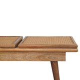 Larissa Triple Accent Oak-ish Cane Bench - Artisan Furniture - Flyclothing LLC