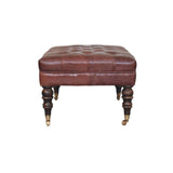 Buffalo Brown Leather Ottoman with Castor Legs - Artisan Furniture - Flyclothing LLC