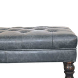 Buffalo Teal Leather Ottoman with Castor Legs - Artisan Furniture - Flyclothing LLC