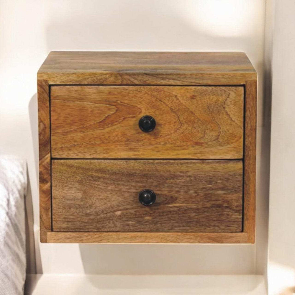 Artisan Furniture Solis 2-Drawer Oak-ish Wall Mounted Nightstand - Artisan Furniture - Flyclothing LLC