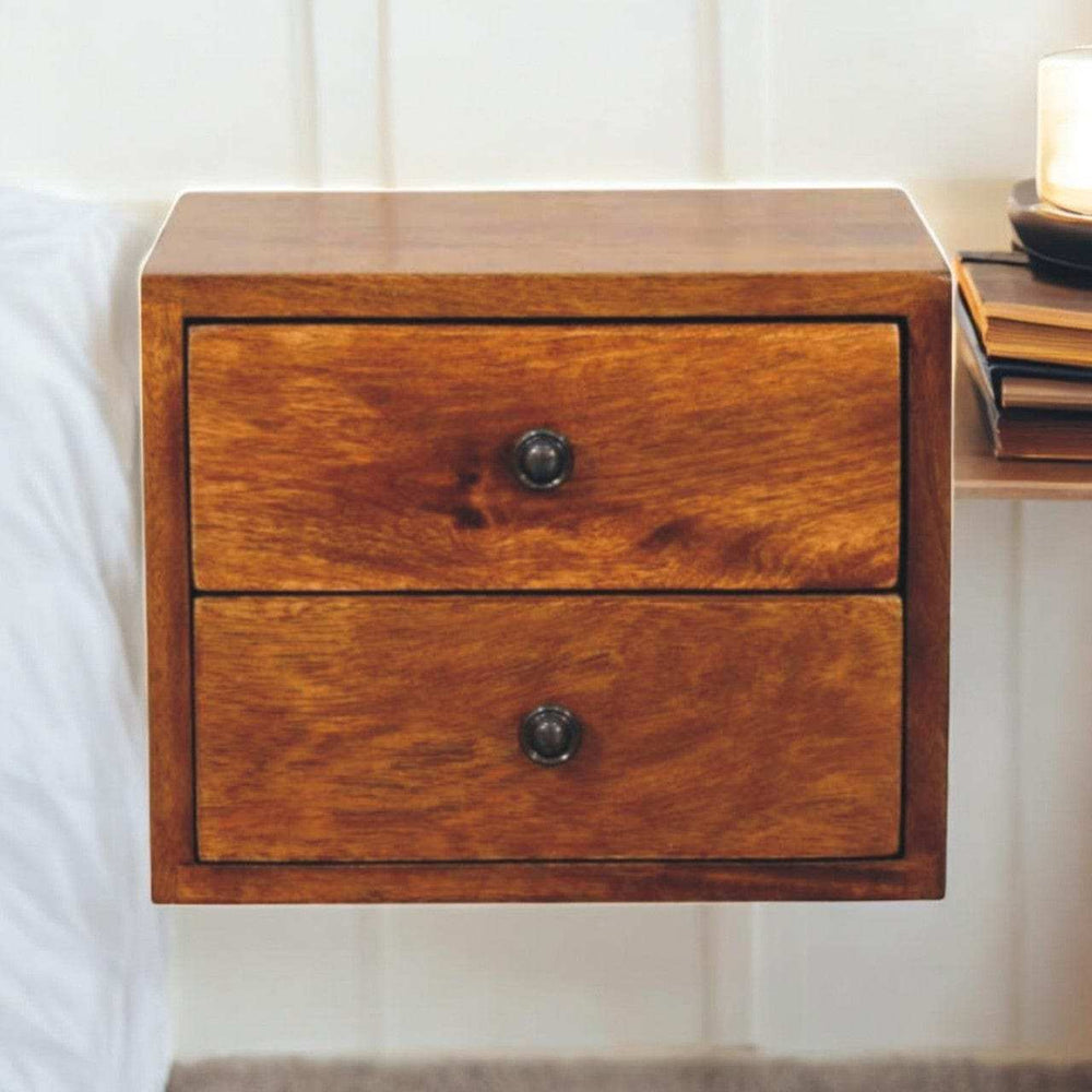 Artisan Furniture Solis 2-Drawer Chestnut Wall Mounted Nightstand - Artisan Furniture - Flyclothing LLC
