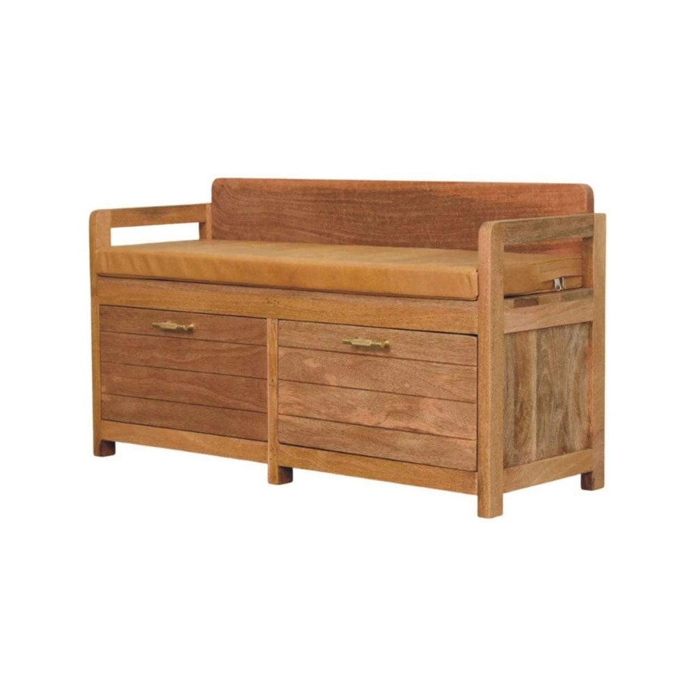Oxford Oak-ish 2 Drawer Storage Bench - Artisan Furniture - Flyclothing LLC
