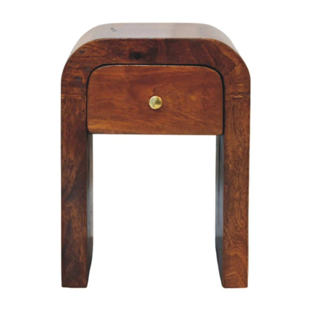 Mini Darcy Chestnut Nightstand with Curved Edges - Artisan Furniture - Flyclothing LLC