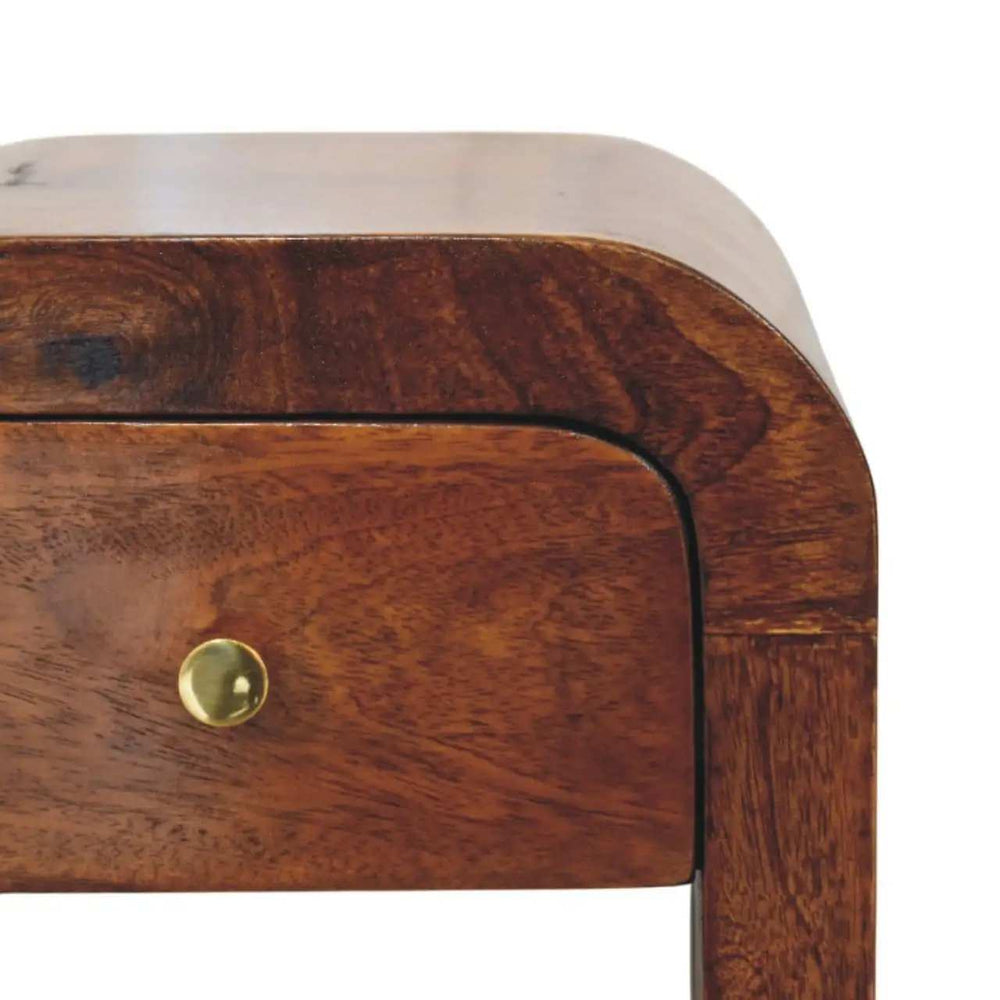 Mini Darcy Chestnut Nightstand with Curved Edges - Artisan Furniture - Flyclothing LLC