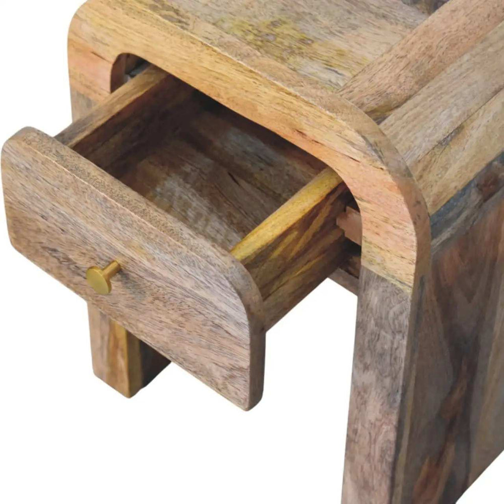 Mini Darcy Oak-ish Nightstand with Curved Edges - Artisan Furniture - Flyclothing LLC