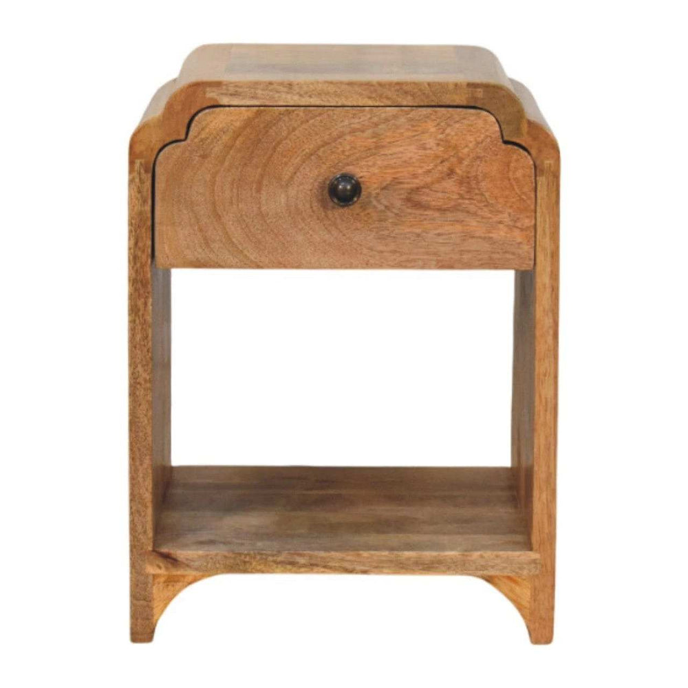 Newton Mini Oak-ish Nightstand with a drawer and open shelf - Artisan Furniture - Flyclothing LLC