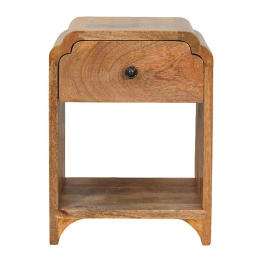 Newton Mini Oak-ish Nightstand with a drawer and open shelf - Artisan Furniture - Flyclothing LLC