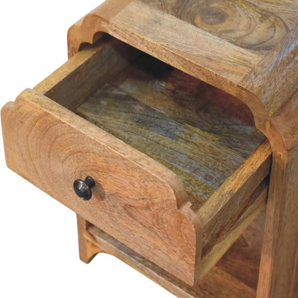Newton Mini Oak-ish Nightstand with a drawer and open shelf - Artisan Furniture - Flyclothing LLC