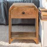 Newton Mini Oak-ish Nightstand with a drawer and open shelf - Artisan Furniture - Flyclothing LLC