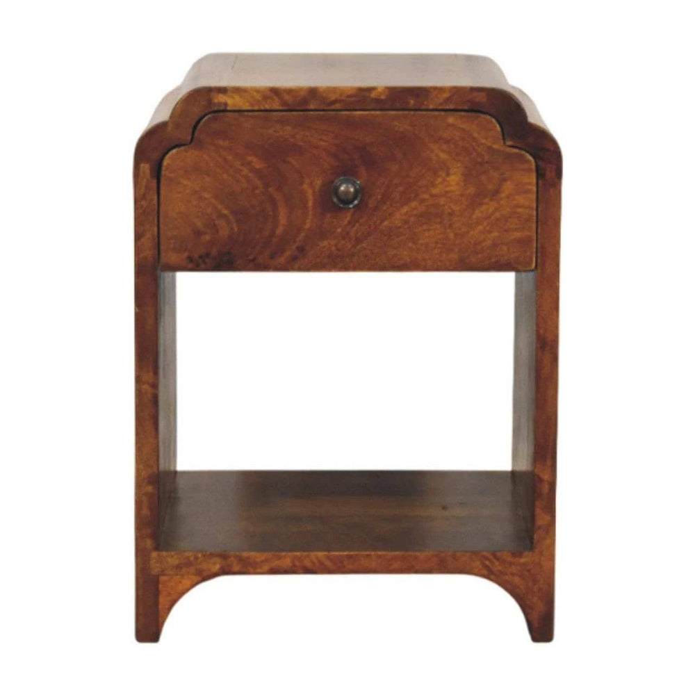 Newton Mini Chestnut Nightstand with a drawer and open shelf - Artisan Furniture - Flyclothing LLC