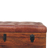 Brown Buffalo hide leather Storage Trunk - Artisan Furniture - Flyclothing LLC