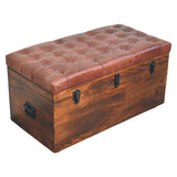 Brown Buffalo hide leather Storage Trunk - Artisan Furniture - Flyclothing LLC