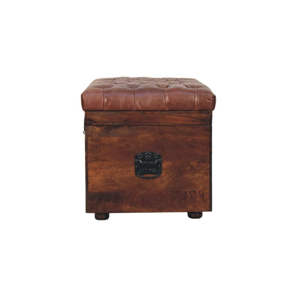 Brown Buffalo hide leather Storage Trunk - Artisan Furniture - Flyclothing LLC