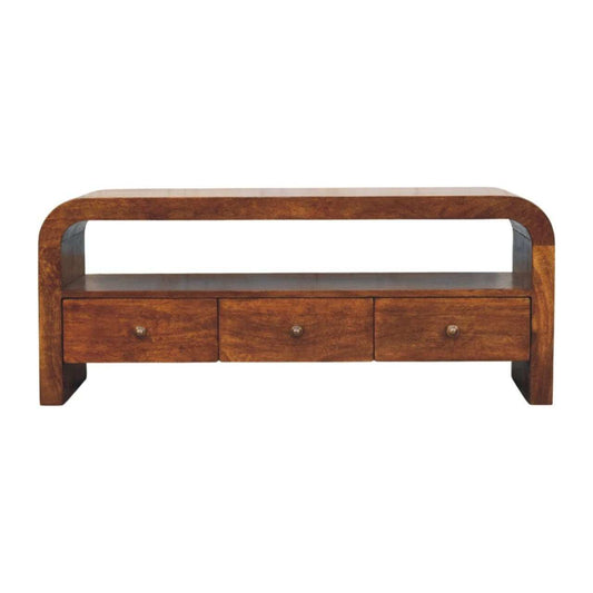Darcy 3 drawer Open Shelf Chestnut Media unit - Artisan Furniture - Flyclothing LLC