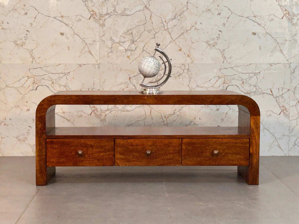 Darcy 3 drawer Open Shelf Chestnut Media unit - Artisan Furniture - Flyclothing LLC