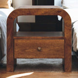 Darcy Chestnut Nightstand with Drawer and open shelf - Artisan Furniture - Flyclothing LLC
