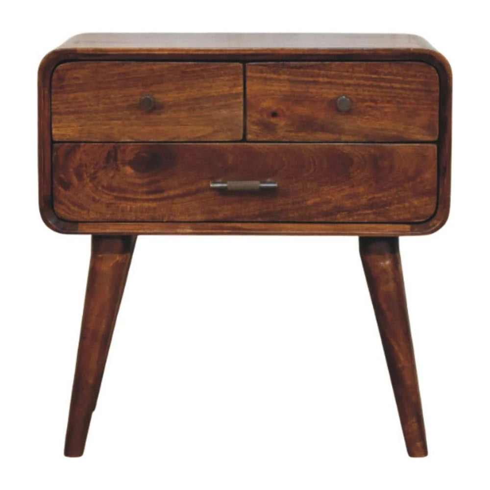 Avora 3-Drawer Chestnut Nightstand - Artisan Furniture - Flyclothing LLC
