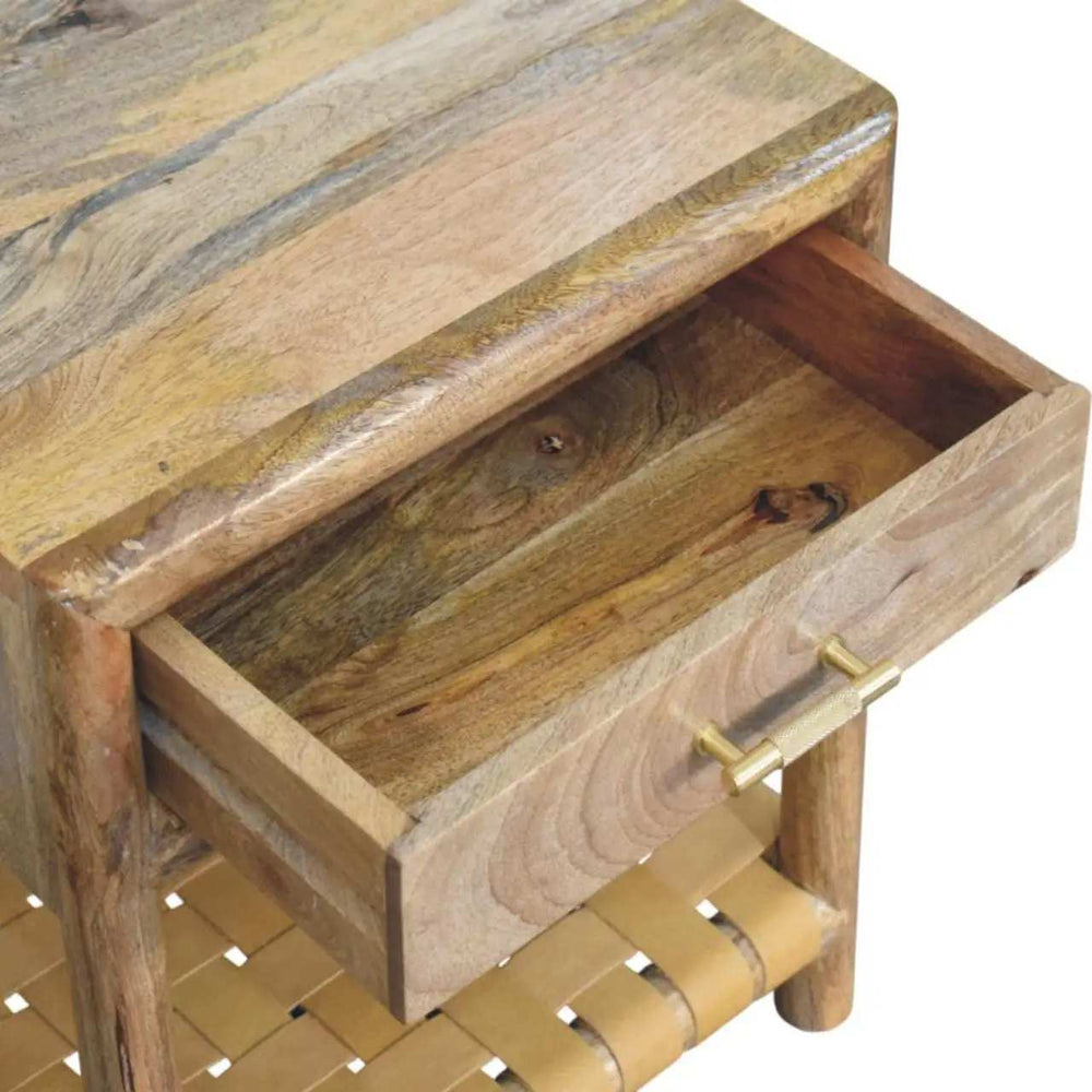 Regency Woven Oak-ish Nightstand with Drawer - Artisan Furniture - Flyclothing LLC