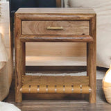 Regency Woven Oak-ish Nightstand with Drawer - Artisan Furniture - Flyclothing LLC