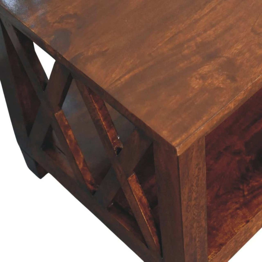 Belmont X-Frame Chestnut Coffee Table - Artisan Furniture - Flyclothing LLC